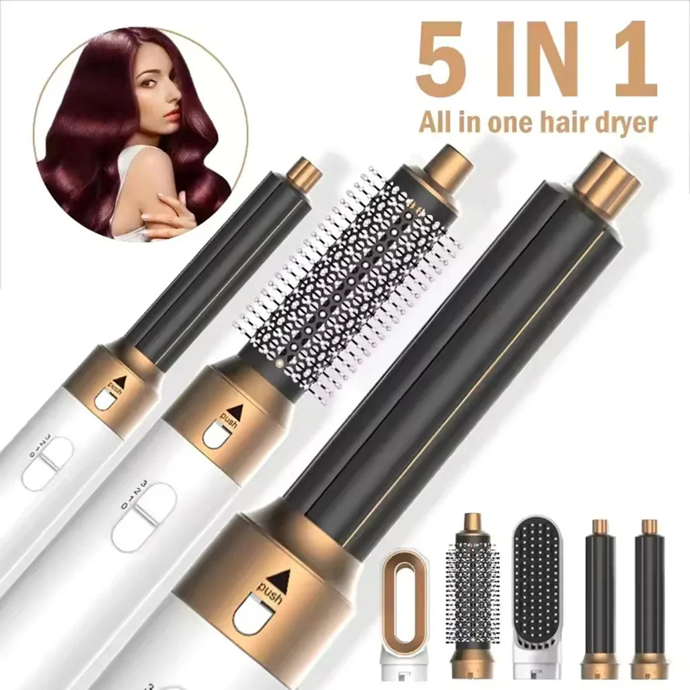 Kit Coiffure 5 en 1 - Brosse Soufflante, Lisseur, Boucleur